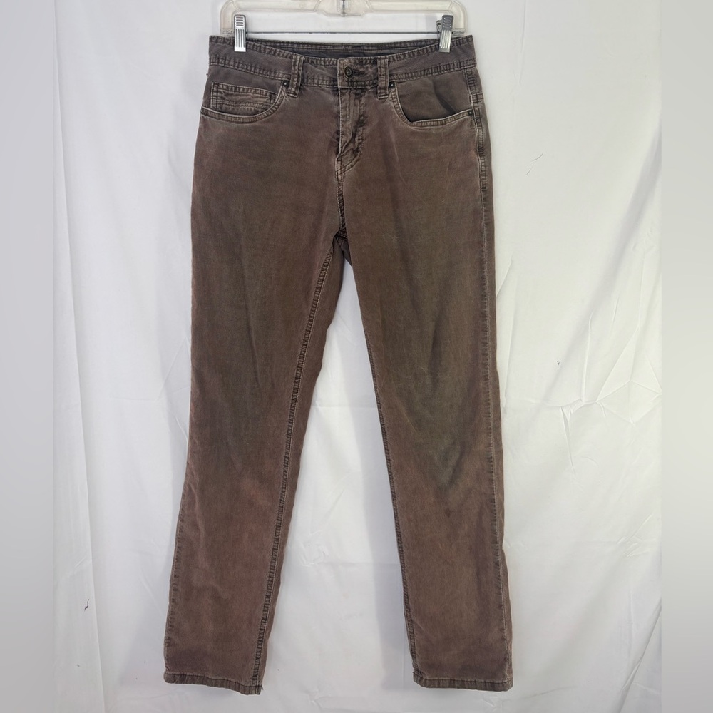 Prana Brown Slim Fit Shabby Chic Boho Grunge Corduroy Pants 30” X 30”‎